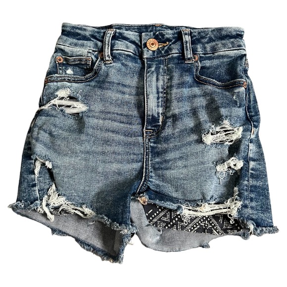 American Eagle Next Level Stretch Curvy Hi-Rise Shortie 0 Women’s Blue 6732 - Picture 1 of 5